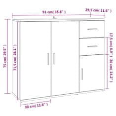 Petromila vidaXL Komoda betónovo sivá 91x29,5x75 cm spracované drevo