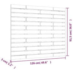 Vidaxl Nástenné čelo postele biele 126x3x91,5 cm masívna borovica