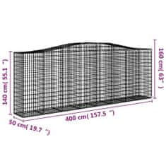 Petromila vidaXL Oblúkové gabionové koše 4 ks 400x50x140/160 cm pozink. železo