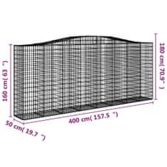 Petromila vidaXL Oblúkové gabiónové koše 6ks 400x50x160/180cm pozinkované železo