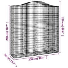 Vidaxl Oblúkový gabionový kôš 3 ks 200x50x200/220cm pozinkované železo