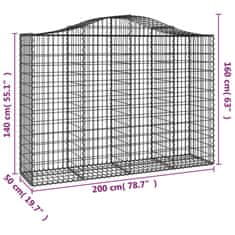 Vidaxl Oblúkový gabionový kôš 200x50x140/160 cm pozinkované železo