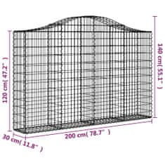 Petromila vidaXL Oblúkové gabiónové koše 14 ks 200x30x120/140cm pozinkov. železo