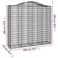 Petromila vidaXL Oblúkové gabiónové koše 4ks 200x50x180/200cm pozinkované železo