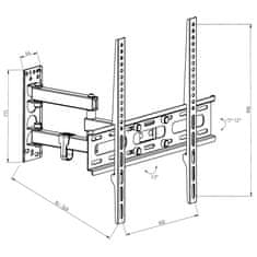 tectake TV držiak sklopný otočný 26"(66 cm) - 55" (140 cm), VESA max.: 400 x 400, do 50 kg