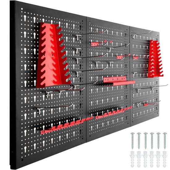 tectake Dierovaná stena s 25 háčikmi a držiakmi 120x2x60cm