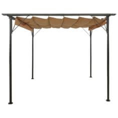 Vidaxl Pergola so zaťahovacou strechou sivohnedá 3x3 m oceľ 180 g/m2