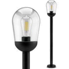 LUMILED Záhradná lampa E27 čierny stĺp OVALIS 100cm 