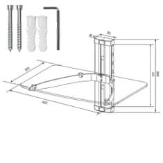 tectake Policový systém na DVD / SAT jedna polička 24 x 42 x 34 cm