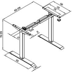 tectake Rám stola elektr. výškovo nastaviteľný 85-129x65x71-121cm