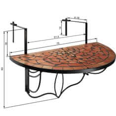 tectake Skladací stôl na balkón s mozaikou
