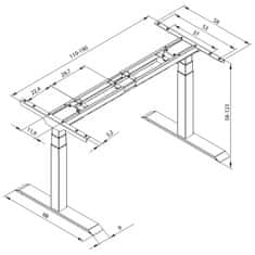 tectake Rám stola elektr. výškovo nastaviteľný s funkciou pamäte extra široký 110-190x68x58-123cm