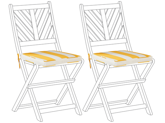 Beliani Sada 2 vankúšov na záhradnú stoličku žltá/biela TERNI