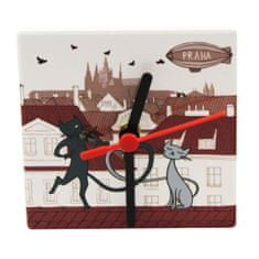 Gifty City Keramické hodiny 11 cm, Prague cat