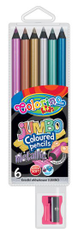 Colorino Pastelky metalické JUMBO čierne drevo s strúhadlom 6 farieb