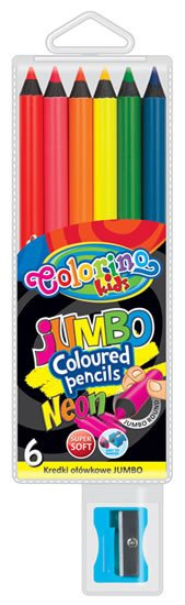 Colorino Pastelky neónové JUMBO čierne drevo s strúhadlom 6 farieb