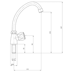 AQUALINE , Stojánkový ventil 1/2´´, otočná hubica, chróm, ZY1807