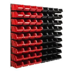 botle Závesný panel na náradie 77 x 78 cm s 72 ks. Krabic nástenné Červené a Čierne Boxy plastová