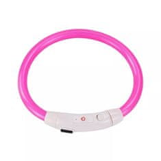 Surtep Animals Svetelný golier LED USB s obvodom 20-65 cm Ružová