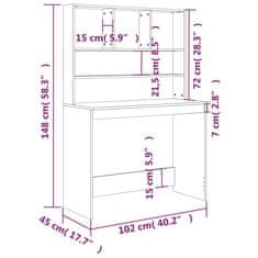 Vidaxl Stolík s policami čierny 102x45x148 cm spracované drevo