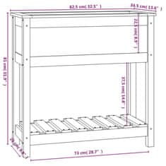 Vidaxl Kvetináč s policou biely 82,5x34,5x81 cm masívna borovica