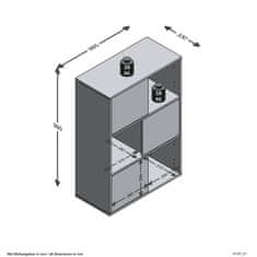 Vidaxl FMD Regál s 3 otvorenými priehradkami, 68,5x33x99 cm, antracitová farba