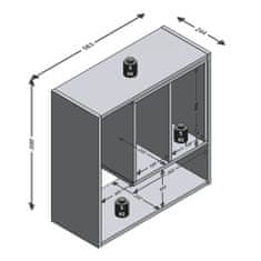 Vidaxl FMD Závesná polica s 3 otvorenými priehradkami, 58,3x24,4x58,6 cm