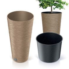 Prosperplast 2X Kvetináč Furu Slim Eco Wood Záhradný Vysoký Kvetináč 48 Cm/57,5 Cm, Naturo + Vložka