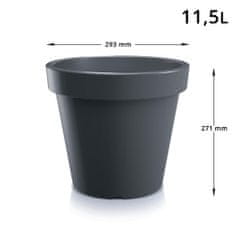 Prosperplast 3X Kvetináč Lofly Záhradný Okrúhly Plastový Kvetináč 24,5 Cm/29,3 Cm/39 Cm - Antracit