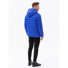 OMBRE Pánska bunda prešívaná s kapucňou V1 C549 modrá MDN121132 XXL