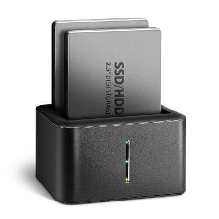 AXAGON ADSA-D25, USB 3.2 Gen 1 - 2x SATA 6G 2.5" SSD/HDD CLONE MINI dokovacia stanica