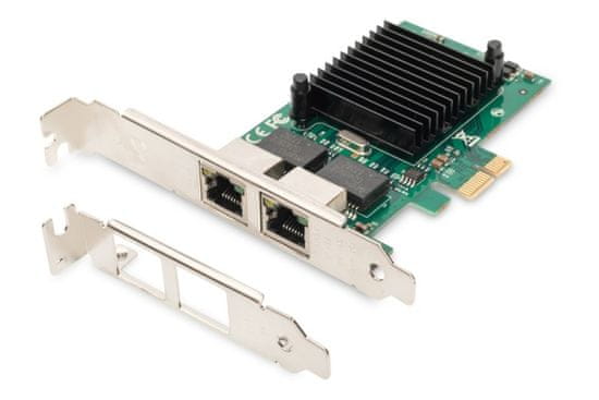 Digitus Karta Gigabit Ethernet PCI Express, dvojportový 32-bitový držiak s nízkym profilom, čipová sada Intel