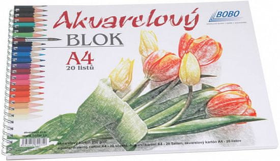 Akvarelový blok A4, prázdny, 20 listov