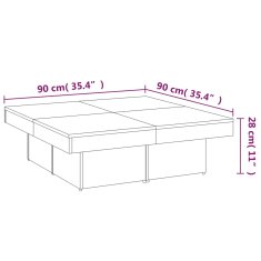 Vidaxl Konferenčný stolík dymový dub 90x90x28 cm spracované drevo