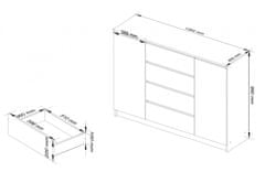 Akord Komoda Kryštof 140 cm 2 skrinky a 4 zásuvky dub sonoma/biela