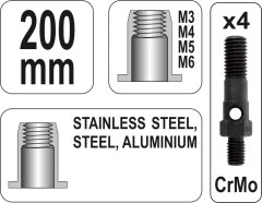 YATO Nitovacie kliešte pre matice 200mm M3, M4 M5, M6