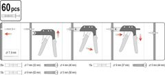 YATO Aplikačné kliešte + Molly hmoždinky (kotvy) do sadrokartónu, sada 60 ks