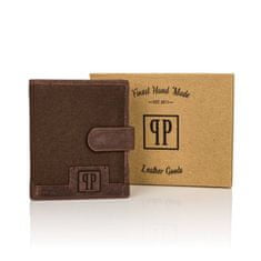 PAOLO PERUZZI Hnedá vertikálna peňaženka s nášivkou RFID