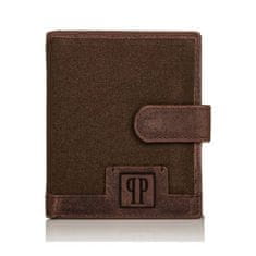 PAOLO PERUZZI Hnedá vertikálna peňaženka s nášivkou RFID