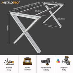 MetaloPro Belaga Stolové nohy kovové, stabilné stolové podnože, stolové nohy čierne, stolové podnože do jedálne,180 cm