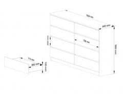 Akord Komoda Inbia K 160 cm dub sonoma/biela