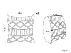 Beliani Sada 2 bavlnených vankúšov makramé 45 x 45 cm modrá KARATAS