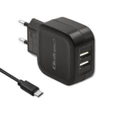 Qoltec Sieťová nabíjačka 17W | 5V | 3,4A | 2xUSB + MicroUSB kábel