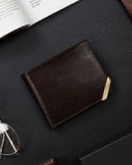 Rovicky Horizontálna pánska peňaženka so zlatým akcentom, prírodná lícová koža