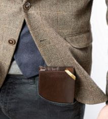 Rovicky Horizontálna pánska peňaženka so zlatým akcentom, prírodná lícová koža
