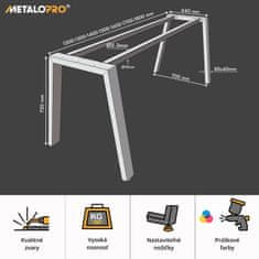 MetaloPro Bamako Stolové nohy kovové, stabilné stolové podnože, stolové nohy čierne, stolové podnože do jedálne,180 cm