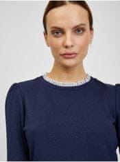 Orsay Tmavě modrý dámský svetr s košilovou vsadkou ORSAY XS