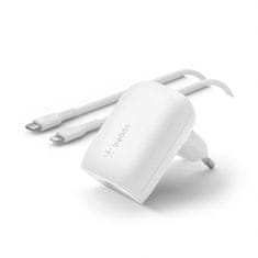 Belkin BOOST CHARGE 30W USB-C Power Delivery PPS nástenná nabíjačka + 1m USB-C na lightning kábel, biela