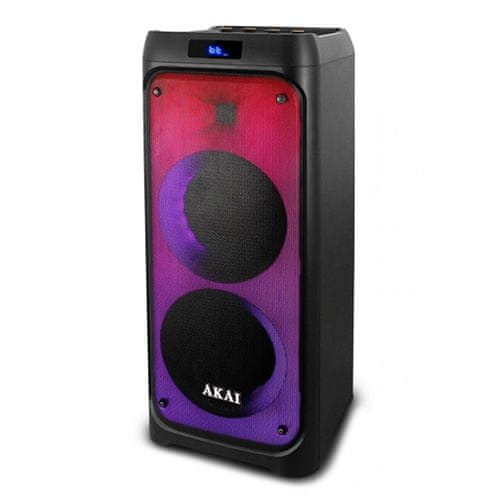 Akai Reproduktor , Party speaker 260, bluetooth, FM rádio, LED svetelné efekty, diaľkový ovládač, mikrofón, 50 W RMS