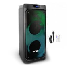 Akai Reproduktor , Party speaker 260, bluetooth, FM rádio, LED svetelné efekty, diaľkový ovládač, mikrofón, 50 W RMS